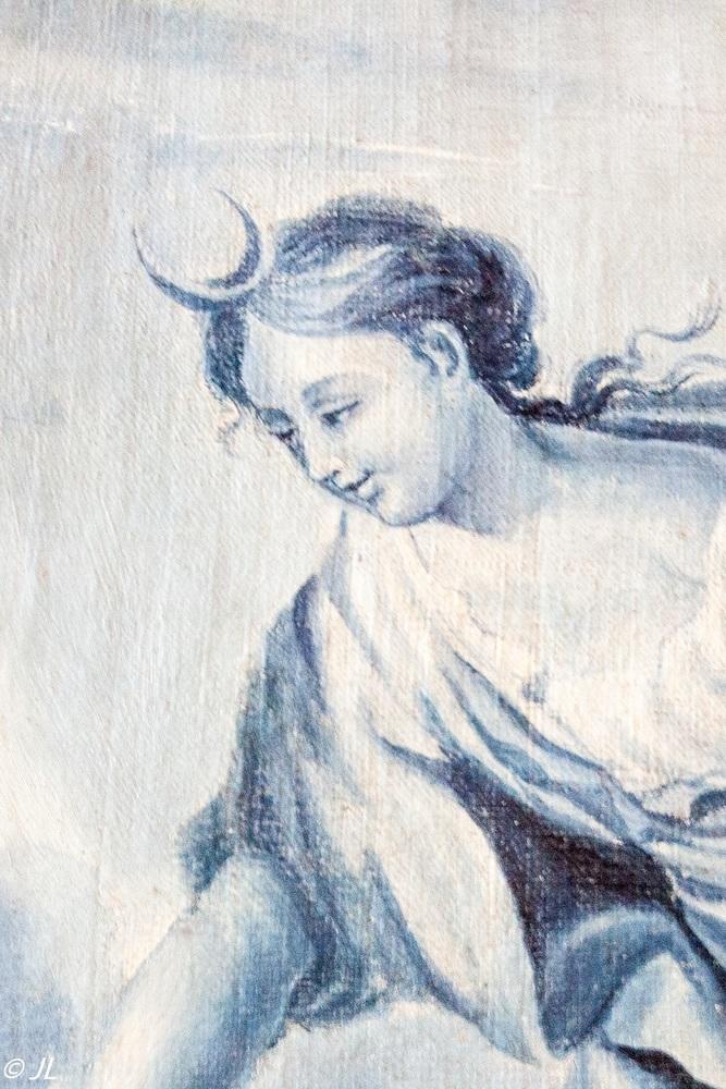 SELENE, déesse grecque de la lune.Détail toile peinte dans chambre du Cardinal de Rohan